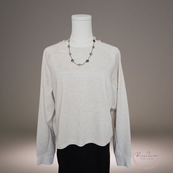 Express Heathered Oatmeal Cropped Sweatshirt Women’s Medium – Raglan Sleeve Soft - Picture 1 of 10